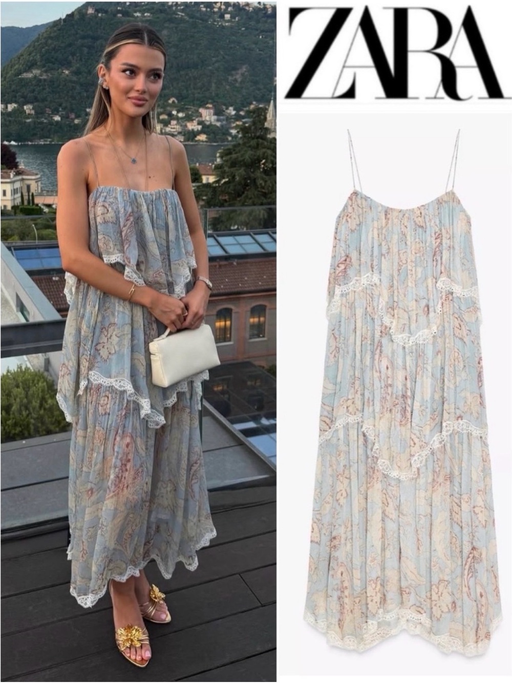 ZARA Printed Lace Trim Ruffled Dress ~ Chloe Vibes